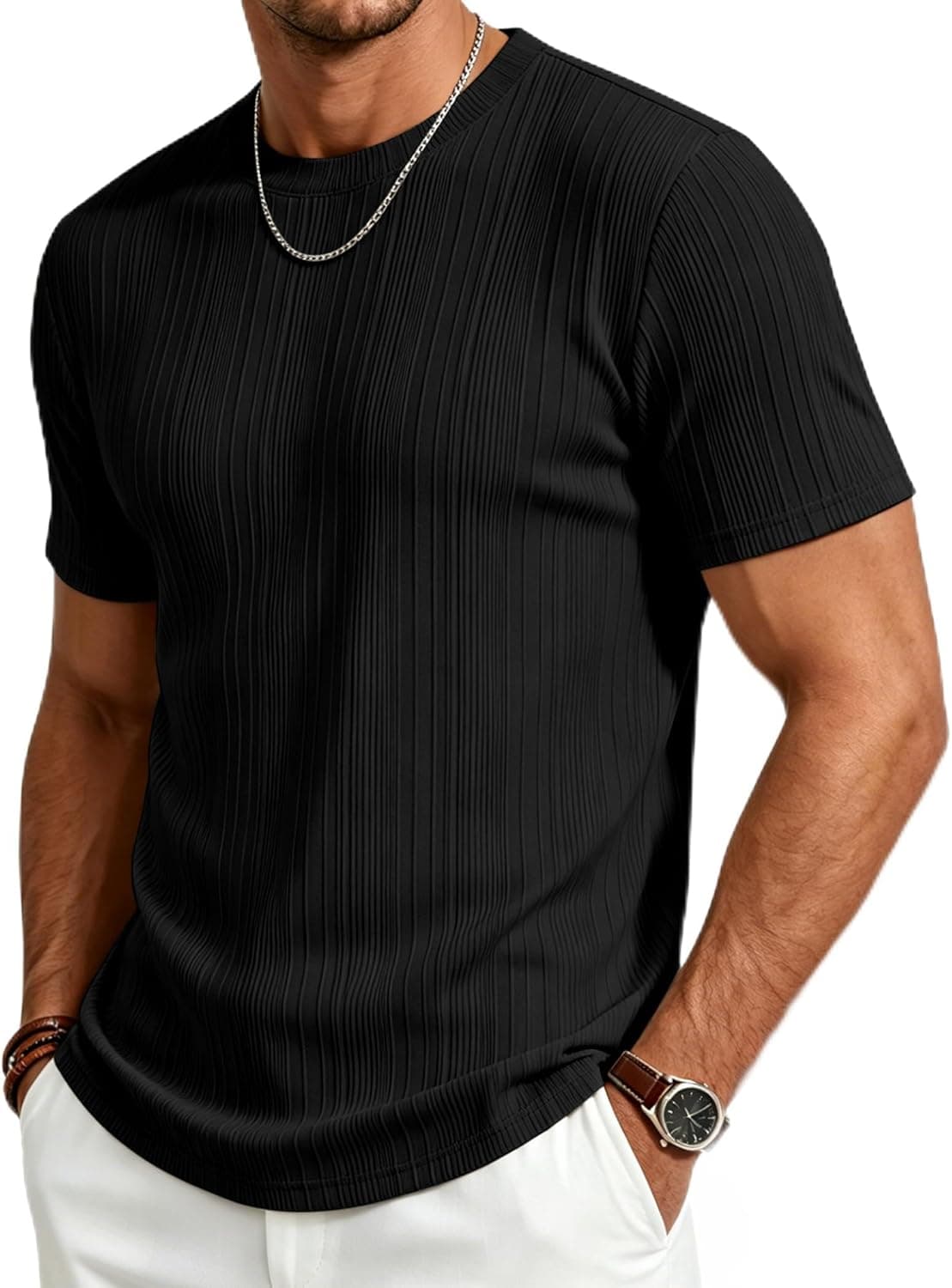 Gracyoga Men's Ribbed Knit Tee
